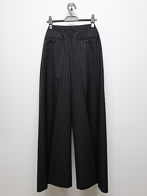 �㴰���LAD MUSICIAN����å� �ߥ塼�������/W/G PINSTRIPE WIDE FLARE SLACKS/BLACK��SPACE WHITE