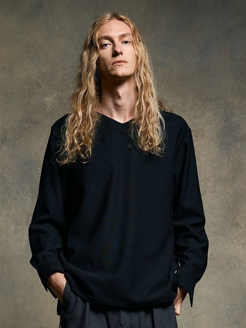 (ͽ���ʡ�3��4������ͽ��/wjk�����֥른��������/boat V-neck pullover shirt/black