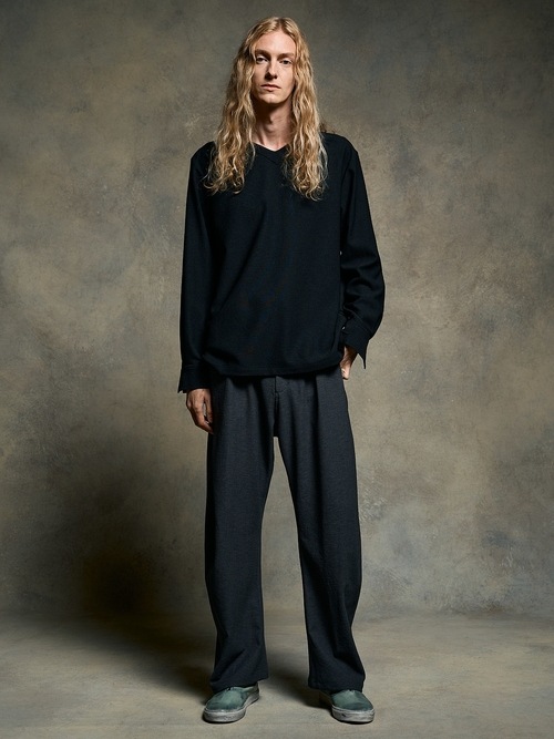 (ͽ���ʡ�3��4������ͽ��/wjk�����֥른��������/boat V-neck pullover shirt/black