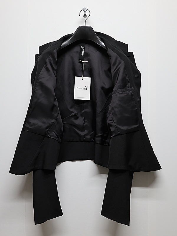 Ground Y�����饦��ɥ磻/W/GABARDINE FRONT DROP SHORT JACKET/BLACK