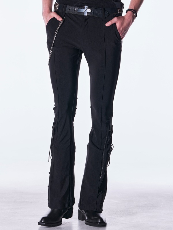 (ͽ���ʡ�9������10������ͽ��/kiryuyrik������奦����奦/High Tension Jersey Lace Up Flare Pants/Black