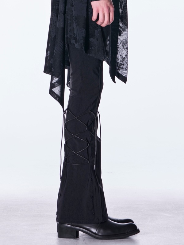 (ͽ���ʡ�9������10������ͽ��/kiryuyrik������奦����奦/High Tension Jersey Lace Up Flare Pants/Black