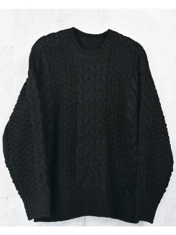 (ͽ���ʡ�11��12������ͽ��/42TH RESOUND CLOTHING���ꥵ����ɥ���������/LOOSE FIT cable law sweater/BLACK