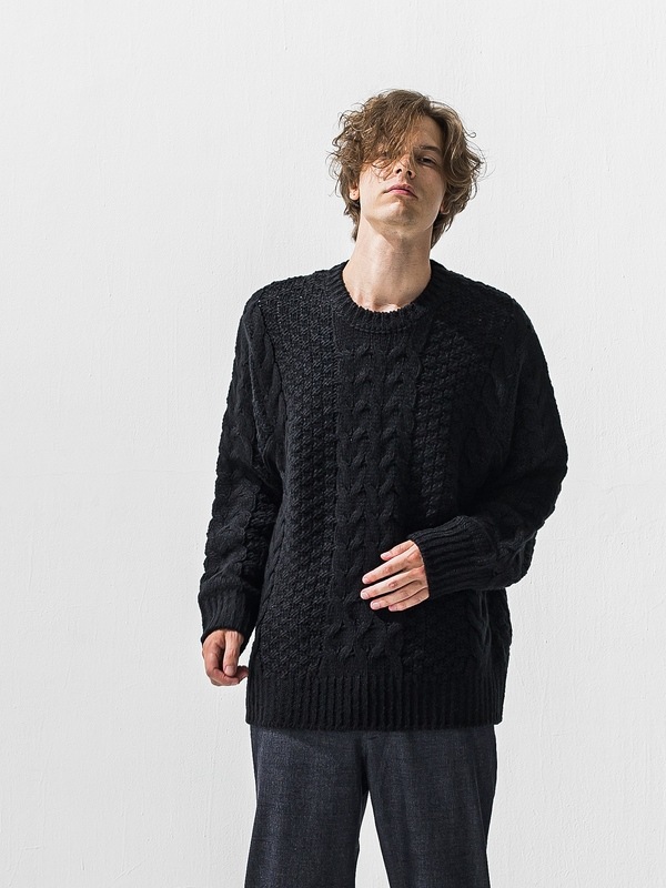 (ͽ���ʡ�11��12������ͽ��/42TH RESOUND CLOTHING���ꥵ����ɥ���������/LOOSE FIT cable law sweater/BLACK