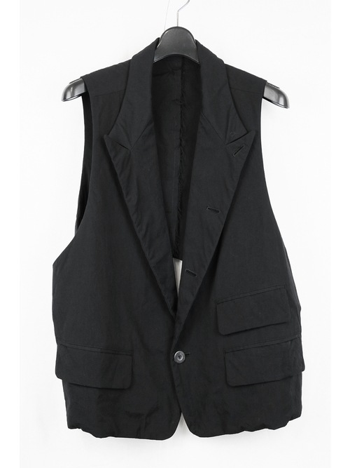 (ͽ)79ͽ/nude:masahiko maruyama ̡:ޥҥޥ/Wool Cotton Twill VEST (MULTI BUTTONS ON THE BACK)/Black
