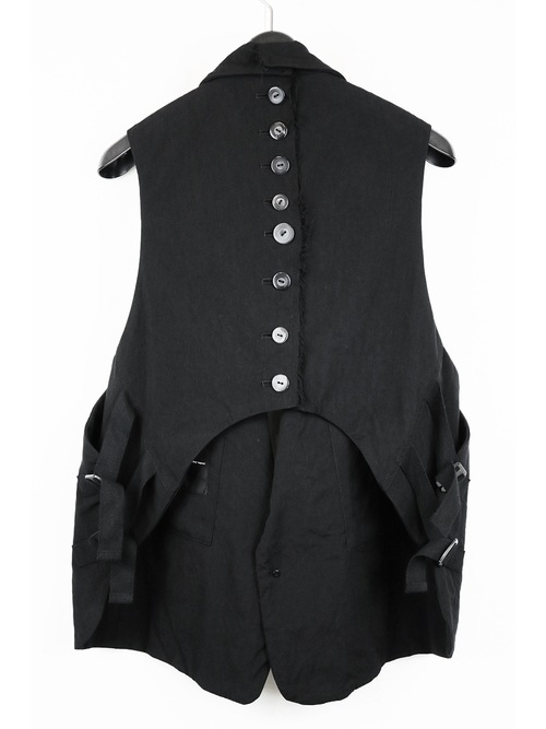 (ͽ)79ͽ/nude:masahiko maruyama ̡:ޥҥޥ/Wool Cotton Twill VEST (MULTI BUTTONS ON THE BACK)/Black
