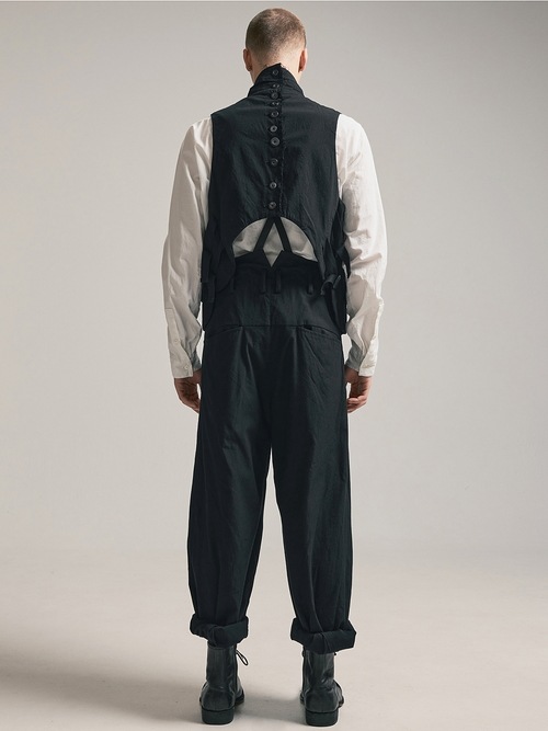 (ͽ)79ͽ/nude:masahiko maruyama ̡:ޥҥޥ/Wool Cotton Twill VEST (MULTI BUTTONS ON THE BACK)/Black
