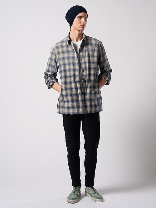 (ͽ���ʡ�9��10������ͽ��/wjk�����֥른��������/aging loose check shirt/fade blue
