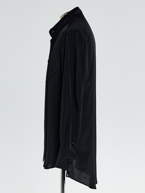 (ͽ���ʡ�2��3������ͽ��/THE ONENESS�������ͥ�/Eco Decine Pin Tuck Ribbon Shirt/Black