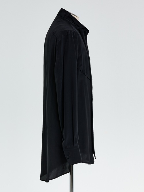 (ͽ���ʡ�2��3������ͽ��/THE ONENESS�������ͥ�/Eco Decine Pin Tuck Ribbon Shirt/Black