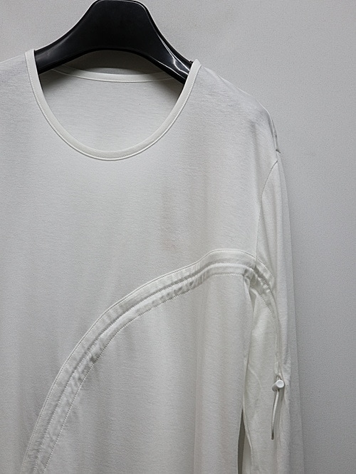Ground Y�����饦��ɥ磻/C/MO JERSEY CURVED CRAWCORD LONG SLEEVED T-SHIRT/WHITE