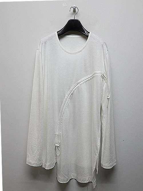Ground Y�����饦��ɥ磻/C/MO JERSEY CURVED CRAWCORD LONG SLEEVED T-SHIRT/WHITE