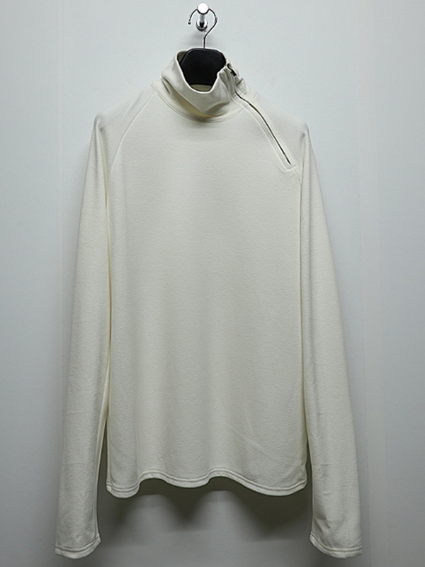 ATTACHMENT�������å�����/VI/PE SMOOTH ZIP-UP HIGHNECK L/S TEE/OFF WHITE