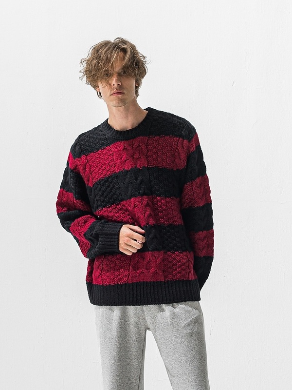 (ͽ���ʡ�11��12������ͽ��/42TH RESOUND CLOTHING���ꥵ����ɥ���������/LOOSE FIT cable law sweater/BKRED