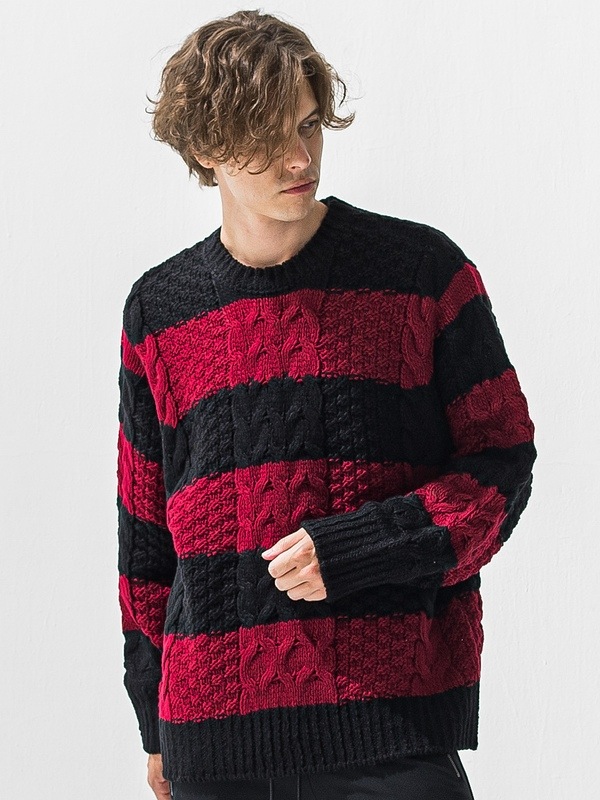 (ͽ���ʡ�11��12������ͽ��/42TH RESOUND CLOTHING���ꥵ����ɥ���������/LOOSE FIT cable law sweater/BKRED