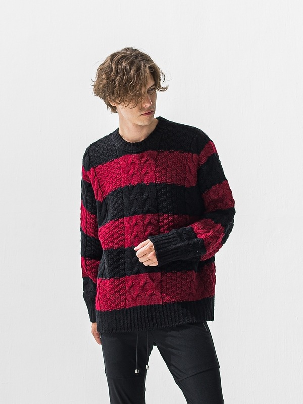 (ͽ���ʡ�11��12������ͽ��/42TH RESOUND CLOTHING���ꥵ����ɥ���������/LOOSE FIT cable law sweater/BKRED