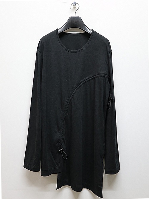 Ground Y�����饦��ɥ磻/C/MO JERSEY CURVED CRAWCORD LONG SLEEVED T-SHIRT/BLACK
