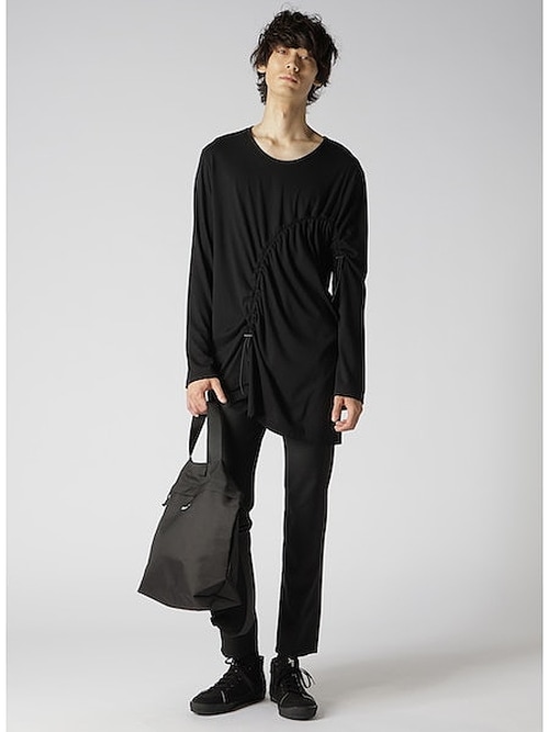 Ground Y�����饦��ɥ磻/C/MO JERSEY CURVED CRAWCORD LONG SLEEVED T-SHIRT/BLACK