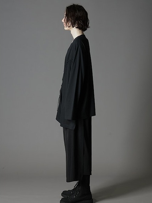 Ground Y�����饦��ɥ磻/C/MO JERSEY CURVED CRAWCORD LONG SLEEVED T-SHIRT/BLACK