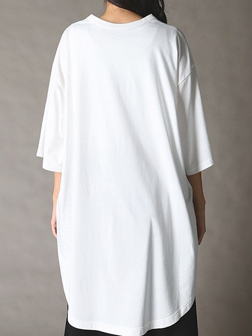 Ground Y�����饦��ɥ磻/JERSEY BLUE FLOWER+30-/COTTON JERSEY ROUND HEM JUMBO SHORT SLEEVED T/WHITE