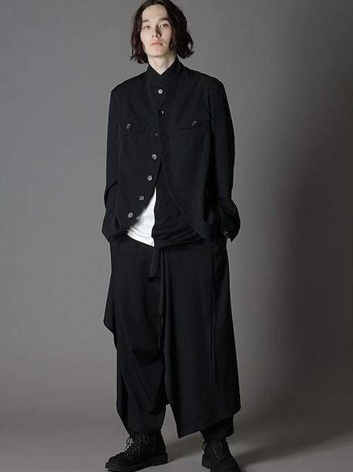 Ground Y�����饦��ɥ磻/W/GABARDINE STAND COLLAR JACKET MENS/BLACK