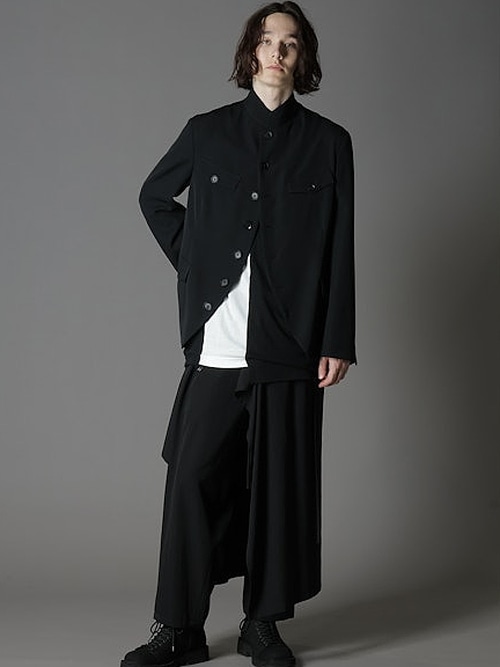 Ground Y�����饦��ɥ磻/W/GABARDINE STAND COLLAR JACKET MENS/BLACK