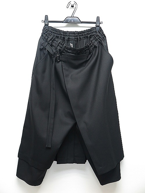 Ground Y�����饦��ɥ磻/W/GABARDINE WRAP PANTS/BLACK