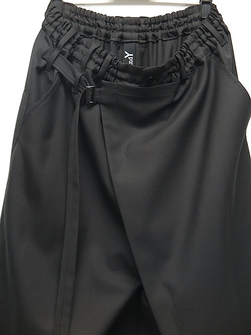 Ground Y�����饦��ɥ磻/W/GABARDINE WRAP PANTS/BLACK
