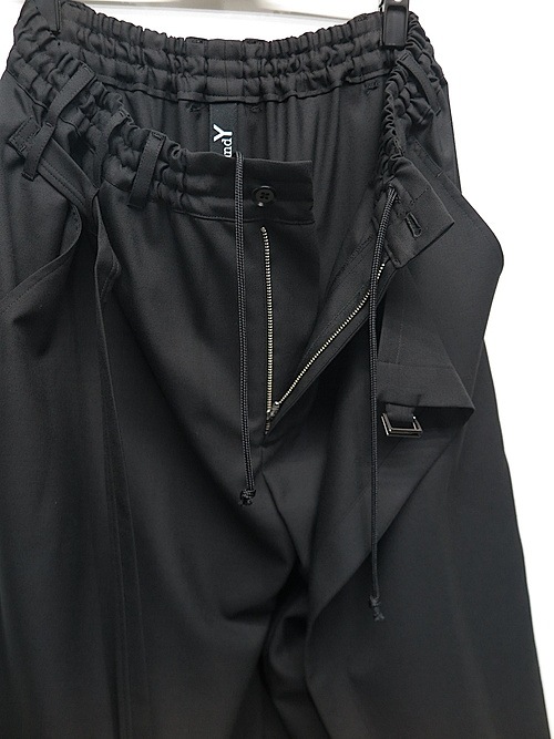 Ground Y�����饦��ɥ磻/W/GABARDINE WRAP PANTS/BLACK