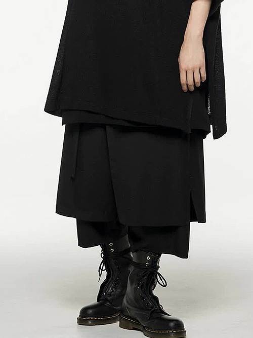 Ground Y�����饦��ɥ磻/W/GABARDINE WRAP PANTS/BLACK