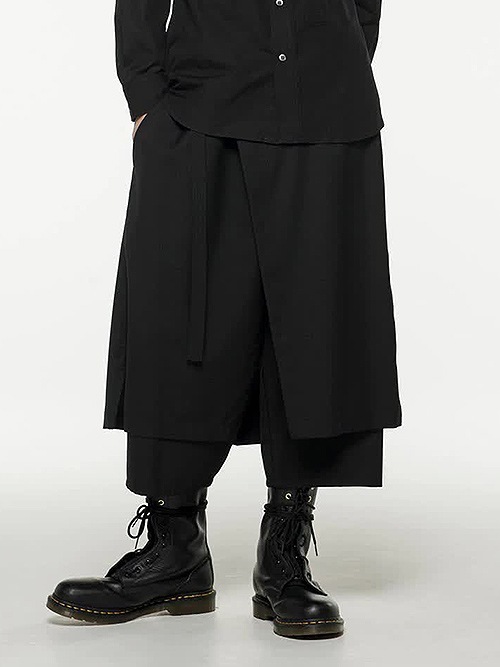 Ground Y�����饦��ɥ磻/W/GABARDINE WRAP PANTS/BLACK