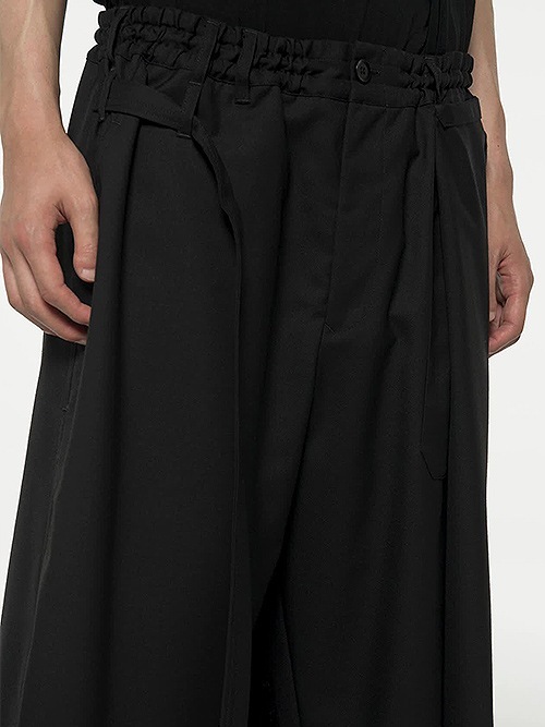 Ground Y�����饦��ɥ磻/W/GABARDINE WRAP PANTS/BLACK