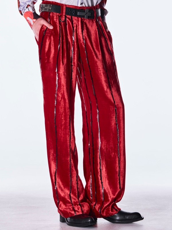 (ͽ���ʡ�10������11������ͽ��/kiryuyrik������奦����奦/TOGE Velvet Wide Slacks/Red
