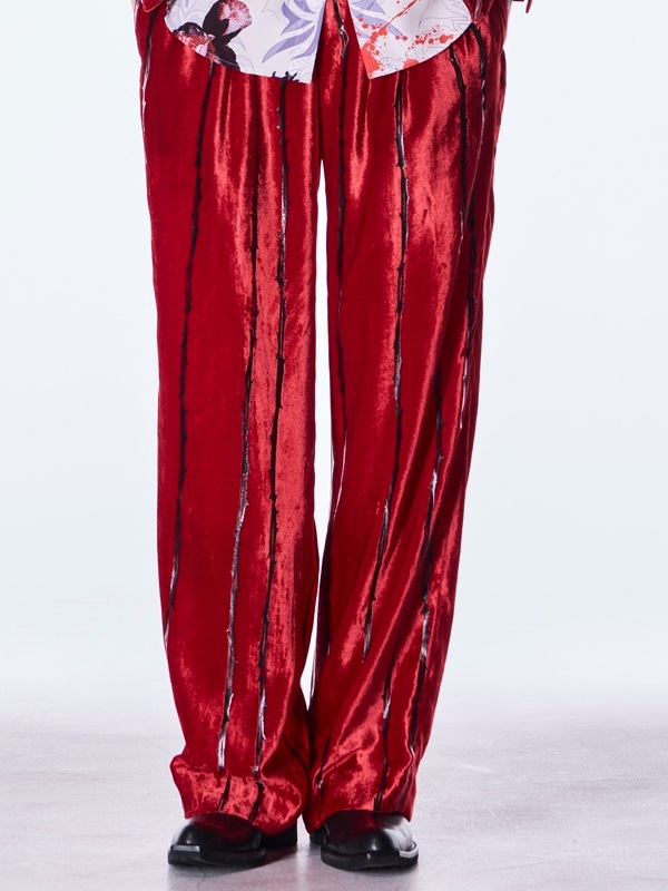 (ͽ���ʡ�10������11������ͽ��/kiryuyrik������奦����奦/TOGE Velvet Wide Slacks/Red