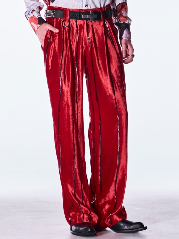 (ͽ���ʡ�10������11������ͽ��/kiryuyrik������奦����奦/TOGE Velvet Wide Slacks/Red