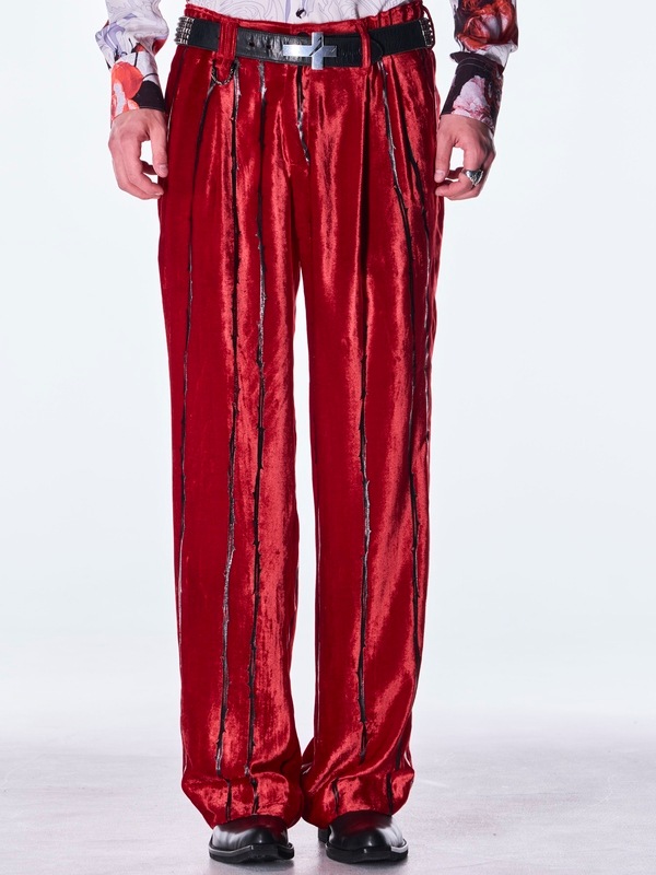 (ͽ���ʡ�10������11������ͽ��/kiryuyrik������奦����奦/TOGE Velvet Wide Slacks/Red
