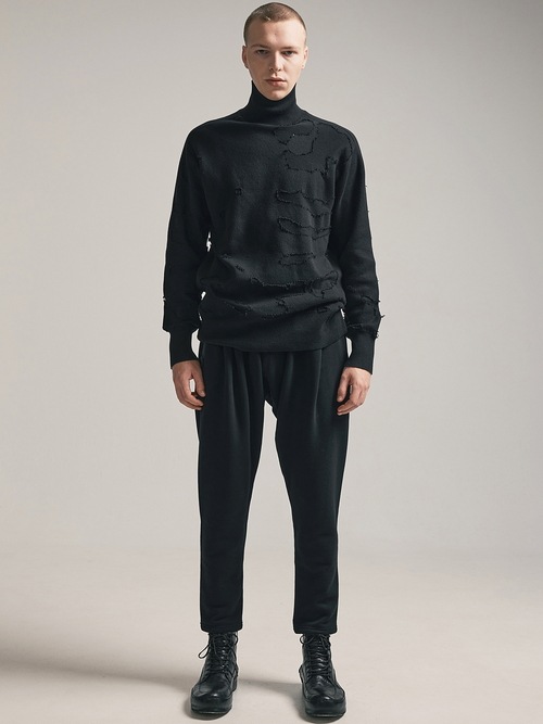 nude:masahiko maruyama ̡:ޥҥޥ/30/7 French Terry 2TUCKS ZIP POCKET PANTS/Black