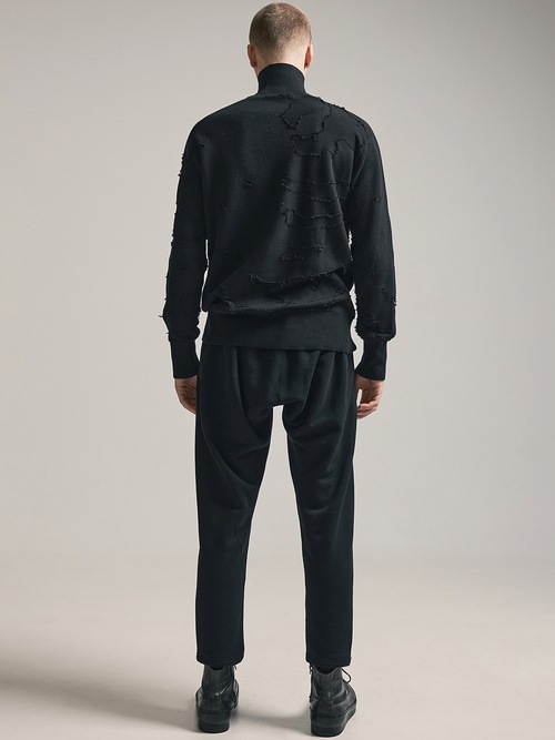 nude:masahiko maruyama ̡:ޥҥޥ/30/7 French Terry 2TUCKS ZIP POCKET PANTS/Black