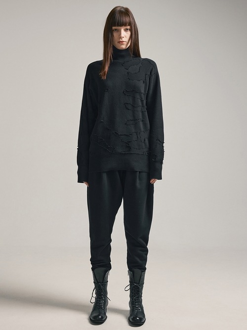 nude:masahiko maruyama ̡:ޥҥޥ/30/7 French Terry 2TUCKS ZIP POCKET PANTS/Black