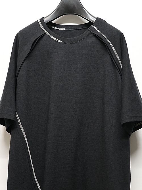 Ground Y�����饦��ɥ磻/BELLY SLUB JERSEY FRONT RAGLAN SLIT SHORT SLEEVED T/BLACK