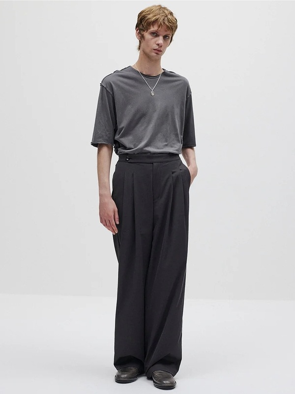�㴰���ATTACHMENT�������å�����/80/2 PIMA CO JERSEY OVERSIZED LAYERED S/S TEE/D.GRAY