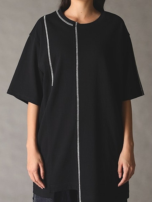 Ground Y�����饦��ɥ磻/BELLY SLUB JERSEY SWITTING T-SHIRT/BLACK