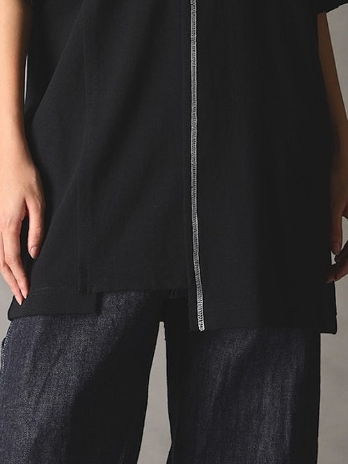 Ground Y�����饦��ɥ磻/BELLY SLUB JERSEY SWITTING T-SHIRT/BLACK