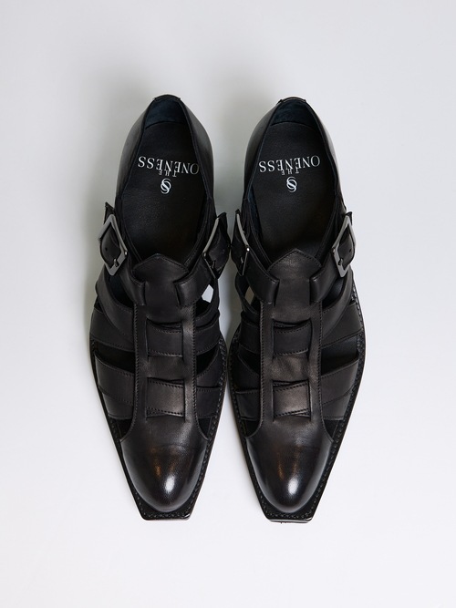 (ͽ���ʡ�8��9������ͽ��/THE ONENESS�������ͥ�/Eco Horse Hide Gladiator Ankle Boots/Black