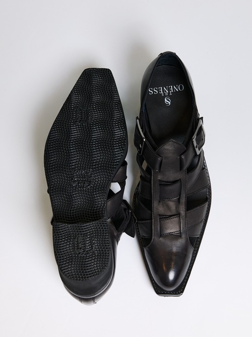 (ͽ���ʡ�8��9������ͽ��/THE ONENESS�������ͥ�/Eco Horse Hide Gladiator Ankle Boots/Black