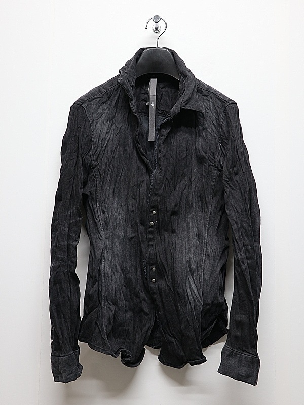 wjk�����֥른��������/2-hook denim shirt/black used