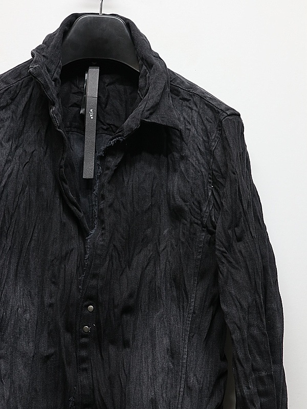 wjk�����֥른��������/2-hook denim shirt/black used