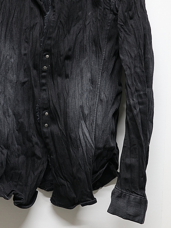 wjk�����֥른��������/2-hook denim shirt/black used