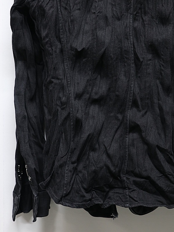 wjk�����֥른��������/2-hook denim shirt/black used