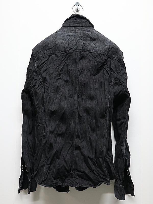 wjk�����֥른��������/2-hook denim shirt/black used